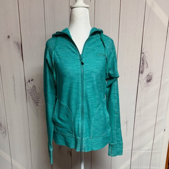 North Face Women’s Full-Zip Hooded Jacket Teal Size Medium Style A4M6 Thumbholes - Picture 1 of 11
